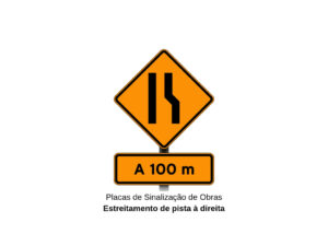 Placas de Sinalização de Obras Estreitamento de pista à direita