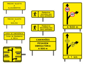 Placas especiais de advertência