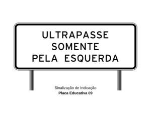 Sinalização de Indicação Placa Educativa - Ultrapasse somente pela esquerda